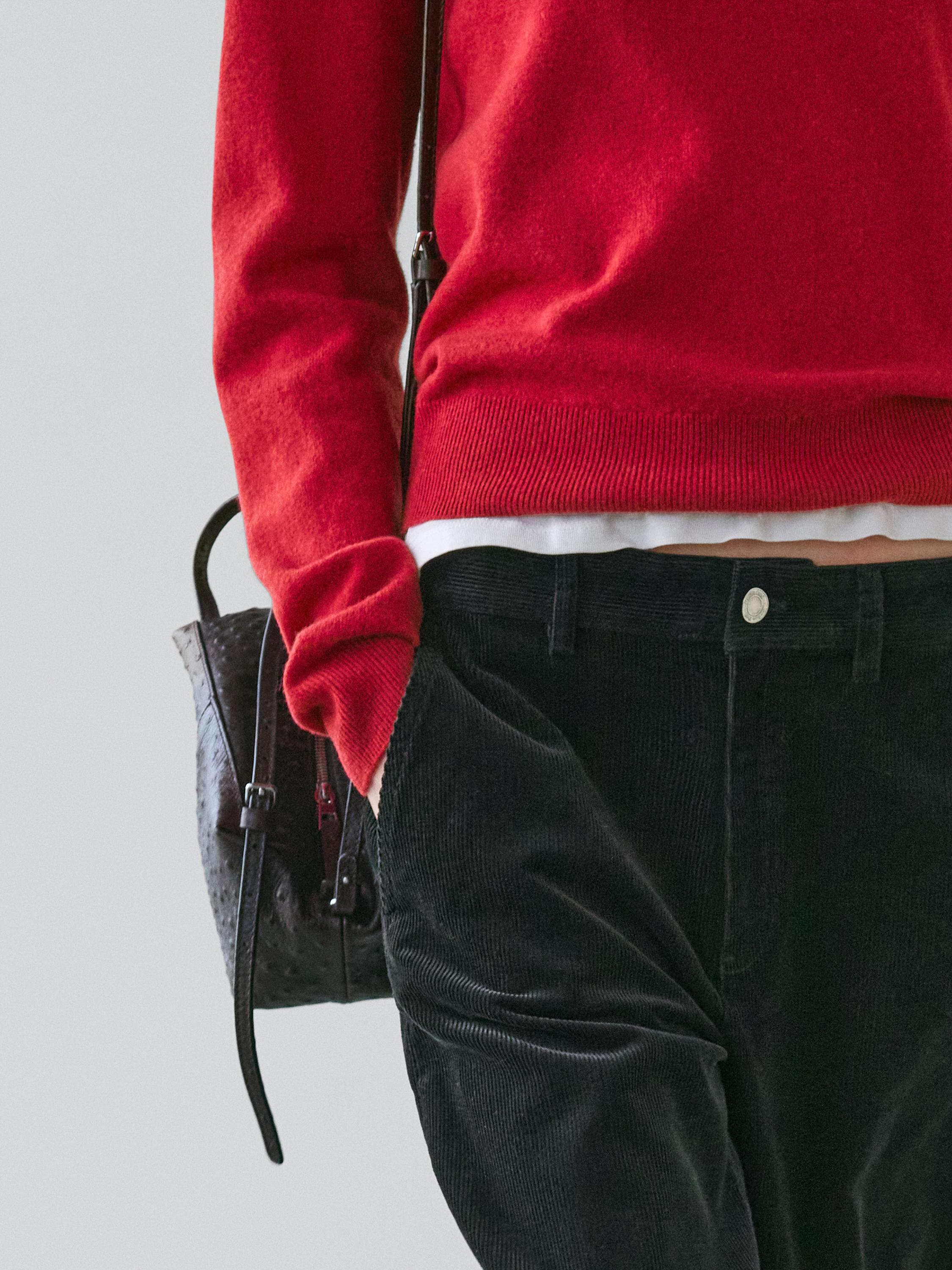 Wool blend crew neck knit sweater